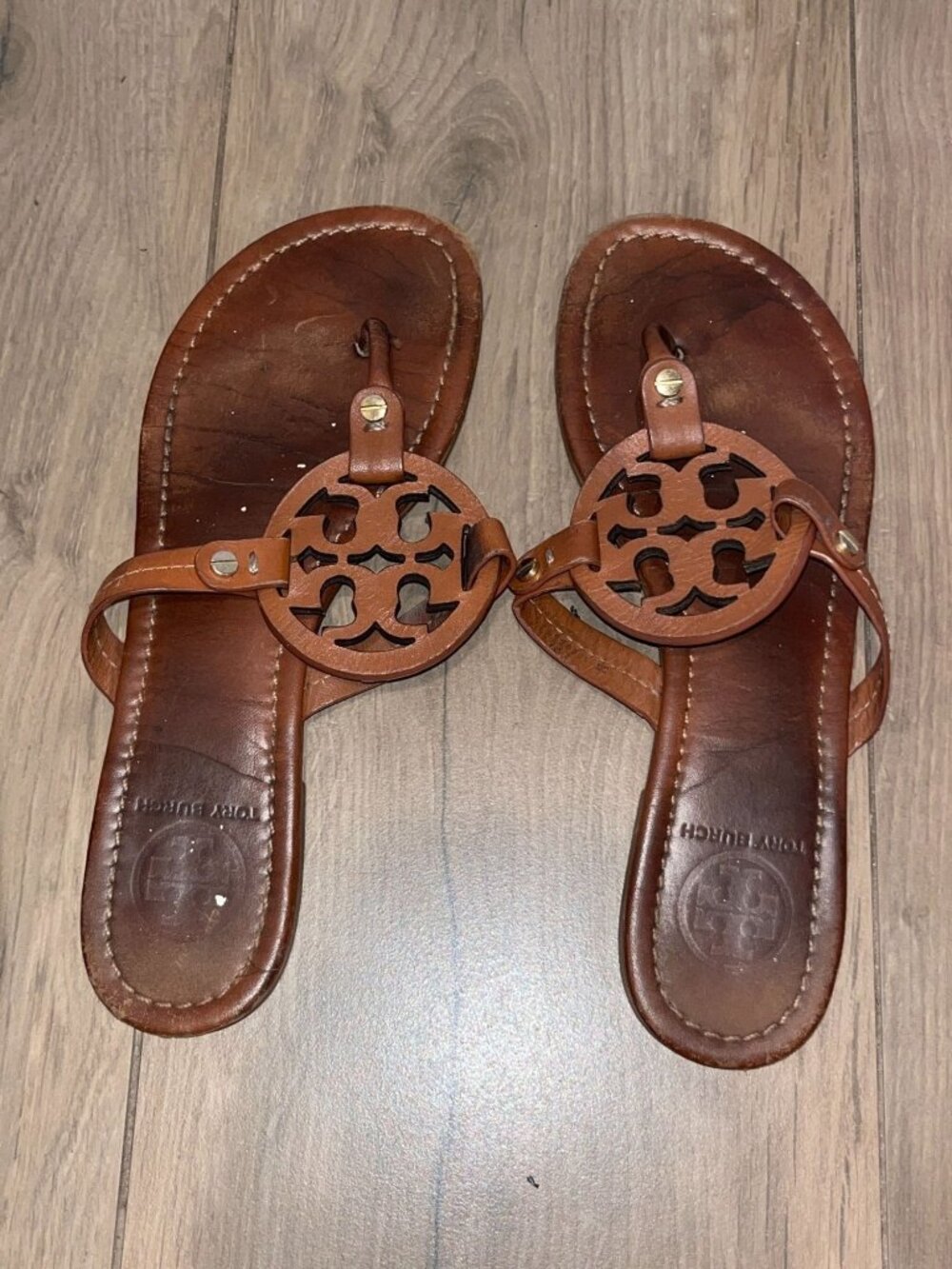 Tory Burch Miller Soft Calf Leather Sandals in Light Sand US 8.5 - Picture 3 of 8